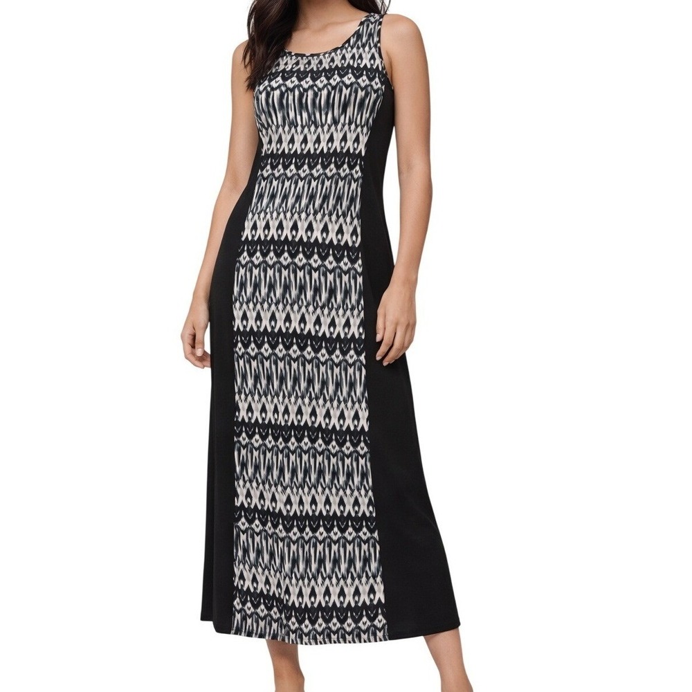 New Directions Womens Black White‎ Geometric Print Sleeveless Maxi Dress Size M